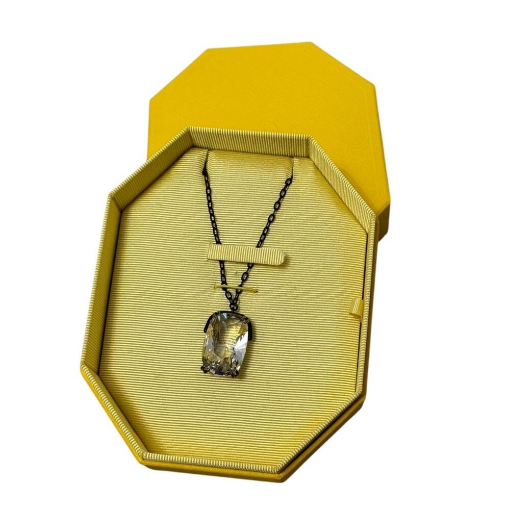 Swarovski Black And Clear Cushion Cut Crystal Harmonia Pendant Long Necklace NIB